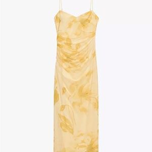 Zara Tulle Midi Yellow Floral Dress